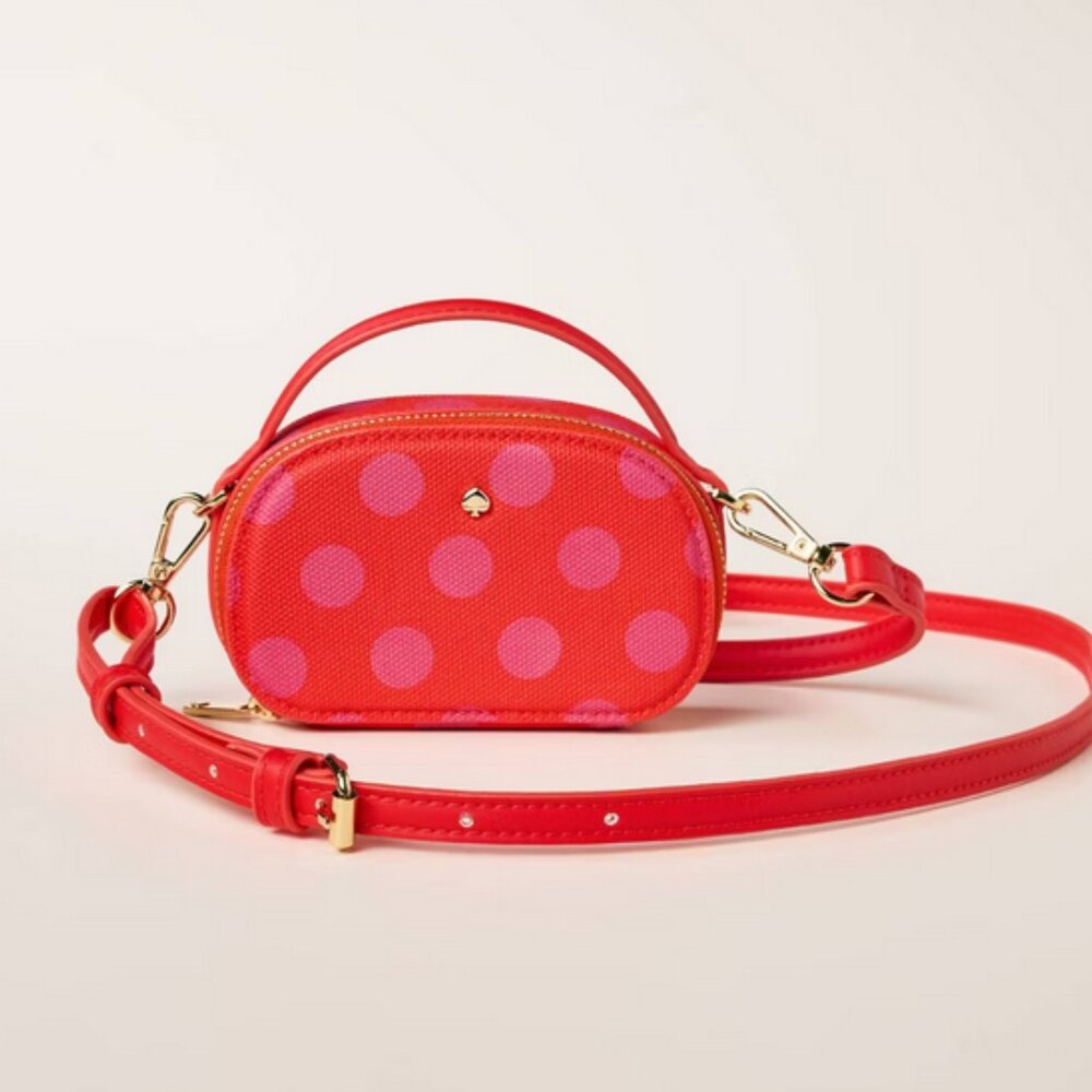 Kate Spade New York Purse Polka Dot Mini Crossbody Bag Pink Red - Picture 13 of 14